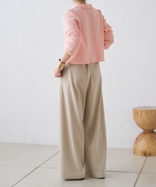 Omekashi（オメカシ）の「ライトリブニットポロ（ニット/セーター・レディース・ブラック/オフホワイト/ピンク/イエロー/アイボリー・FREE）」の21枚目の写真