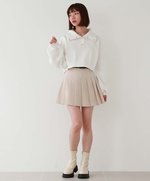 archives(アルシーヴ)の「ハイウエストプリーツミニスカート(スカート・レディース・グレー/アイボリー/ベージュ/ブラック・MEDIUM)」の8枚目の写真