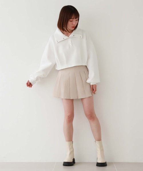 archives(アルシーヴ)の「ハイウエストプリーツミニスカート(スカート・レディース・グレー/アイボリー/ベージュ/ブラック・MEDIUM)」の7枚目の写真