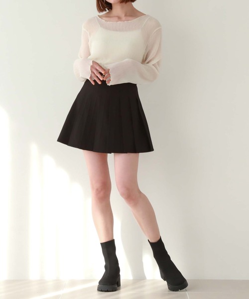 archives(アルシーヴ)の「ハイウエストプリーツミニスカート(スカート・レディース・グレー/アイボリー/ベージュ/ブラック・MEDIUM)」の17枚目の写真