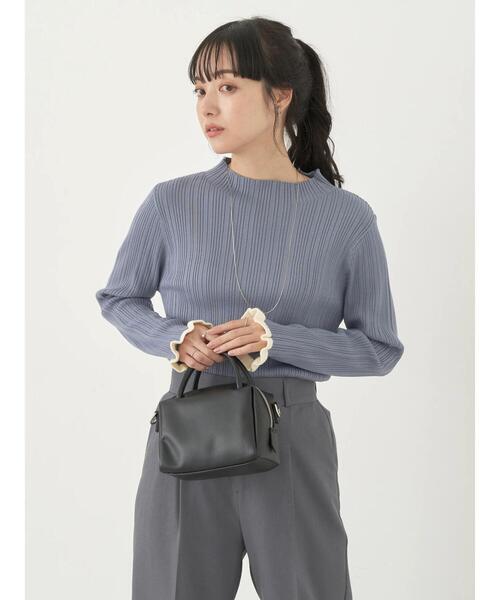 earth music&ecology（アースミュージックアンドエコロジー）の「配色フリルニットプルオーバー（ニット/セーター・レディース・サックスブルー系2/アイボリー/ブラック/ピンクベージュ・S/M）」の20枚目の写真