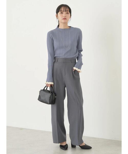 earth music&ecology（アースミュージックアンドエコロジー）の「配色フリルニットプルオーバー（ニット/セーター・レディース・サックスブルー系2/アイボリー/ブラック/ピンクベージュ・S/M）」の21枚目の写真