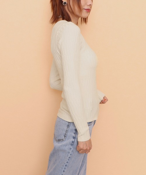 Miniministore（ミニミニストア）の「ニットトップス スクエアネックレディース（ニット/セーター・レディース・アイボリー/ホワイト/ブラック/ブルー・FREE）」の20枚目の写真