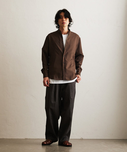 417 EDIFICE(フォーワンセブンエディフィス)の「アムンゼンバンドカラーシャツ(シャツ/ブラウス・メンズ・ネイビー/ライトグレー/ホワイト/ブラウン・SMALL/MEDIUM/LARGE)」の12枚目の写真