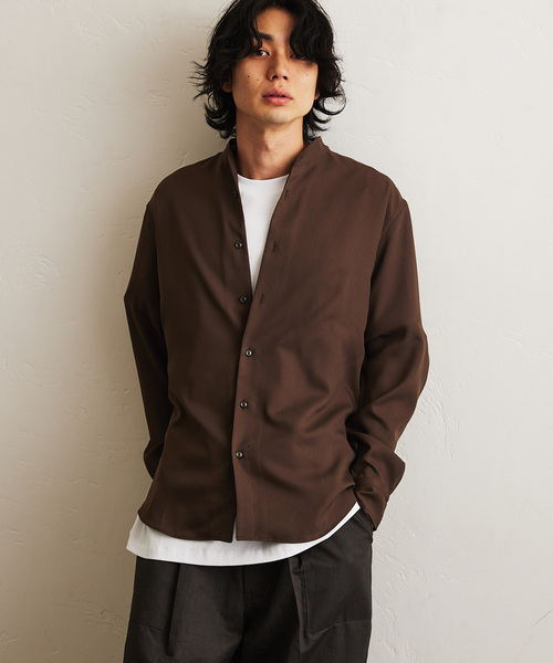 417 EDIFICE(フォーワンセブンエディフィス)の「アムンゼンバンドカラーシャツ(シャツ/ブラウス・メンズ・ネイビー/ライトグレー/ホワイト/ブラウン・SMALL/MEDIUM/LARGE)」の7枚目の写真