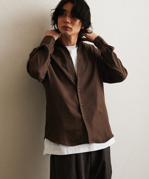 417 EDIFICE(フォーワンセブンエディフィス)の「アムンゼンバンドカラーシャツ(シャツ/ブラウス・メンズ・ネイビー/ライトグレー/ホワイト/ブラウン・SMALL/MEDIUM/LARGE)」の22枚目の写真