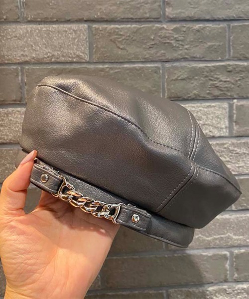 Miniministore(ミニミニストア)の「ベレー帽 帽子 レディース チェーン付き(ハンチング/ベレー帽・レディース・ワインレッド/ダークグレー/ベージュ/ブラック/ライトブラウン/ホワイト・FREE)」の4枚目の写真