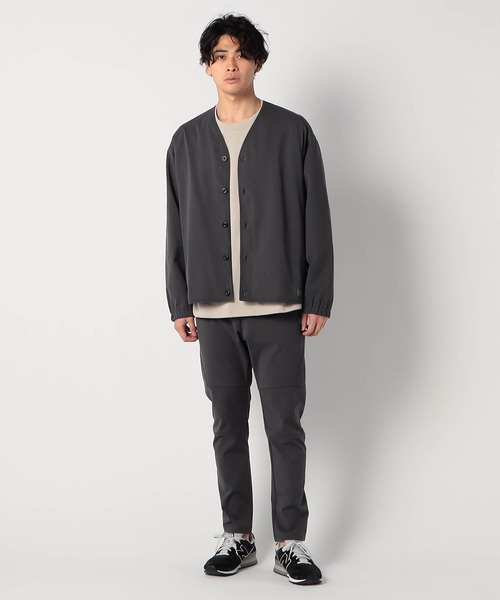 Grand PARK（グランドパーク）の「圧縮マイクロカノコノーカラーブルゾン（ノーカラージャケット・メンズ・ネイビー/ブラック/チャコールグレー・LARGE/MEDIUM）」の9枚目の写真