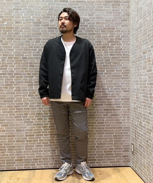 Grand PARK（グランドパーク）の「圧縮マイクロカノコノーカラーブルゾン（ノーカラージャケット・メンズ・ネイビー/ブラック/チャコールグレー・LARGE/MEDIUM）」の18枚目の写真