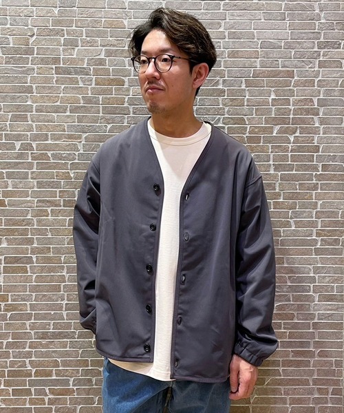 Grand PARK（グランドパーク）の「圧縮マイクロカノコノーカラーブルゾン（ノーカラージャケット・メンズ・ネイビー/ブラック/チャコールグレー・LARGE/MEDIUM）」の19枚目の写真