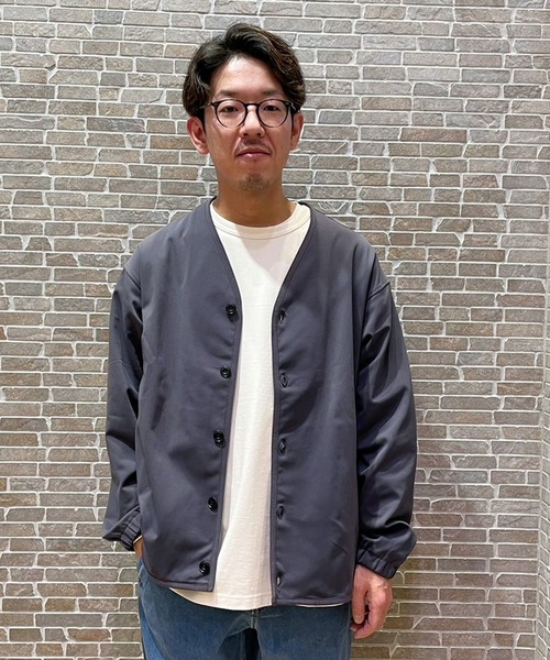 Grand PARK（グランドパーク）の「圧縮マイクロカノコノーカラーブルゾン（ノーカラージャケット・メンズ・ネイビー/ブラック/チャコールグレー・LARGE/MEDIUM）」の20枚目の写真