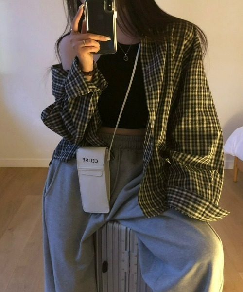 BEIDELLI（ベイデリー）の「[BELLIDE MADE] カジュアルオーバーフィットチェックシャツ（シャツ/ブラウス・レディース・ブラック/ブルー/ブラウン・FREE）」の6枚目の写真