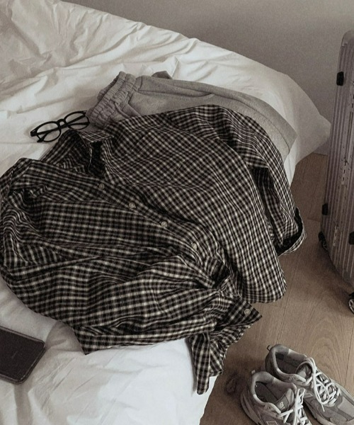 BEIDELLI（ベイデリー）の「[BELLIDE MADE] カジュアルオーバーフィットチェックシャツ（シャツ/ブラウス・レディース・ブラック/ブルー/ブラウン・FREE）」の12枚目の写真