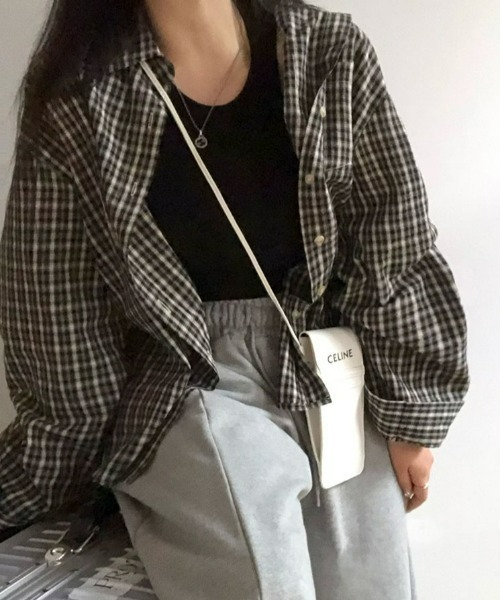 BEIDELLI（ベイデリー）の「[BELLIDE MADE] カジュアルオーバーフィットチェックシャツ（シャツ/ブラウス・レディース・ブラック/ブルー/ブラウン・FREE）」の11枚目の写真