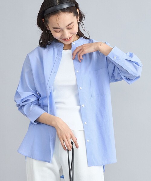 coen（コーエン）の「ソフトタッチブロードバンドカラーシャツ（シャツ/ブラウス・レディース・ライトブルー/クリーム/その他1/その他2/その他3/ホワイト・M/L）」の4枚目の写真