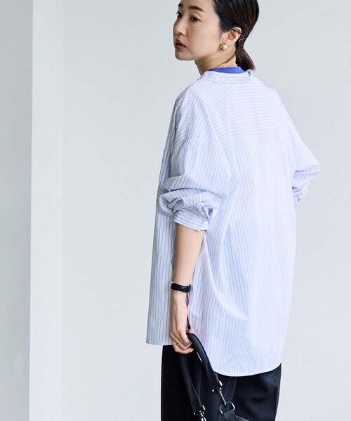 coen（コーエン）の「ソフトタッチブロードバンドカラーシャツ（シャツ/ブラウス・レディース・ライトブルー/クリーム/その他1/その他2/その他3/ホワイト・M/L）」の9枚目の写真