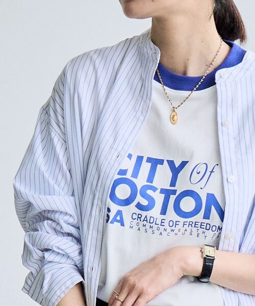 coen（コーエン）の「ソフトタッチブロードバンドカラーシャツ（シャツ/ブラウス・レディース・ライトブルー/クリーム/その他1/その他2/その他3/ホワイト・M/L）」の10枚目の写真