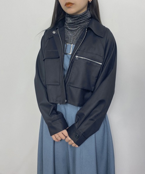 NICOLE CLUB（ニコル　クラブ）の「ラグランショートジャケット（その他アウター・レディース・オフホワイト/グレー/ブラック・MEDIUM）」の22枚目の写真