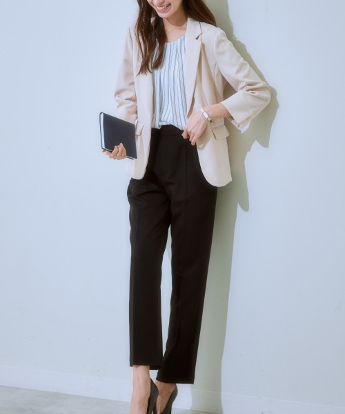 7days Life Styling(セブンデイズライフスタイリング)の「【UVカット】ストレッチダブルクロス7分袖テーラードジャケット (洗濯機OK)(テーラードジャケット・レディース・ネイビー/ライトグレー/ライトベージュ/ブラック・S/M/L/LL)」の12枚目の写真