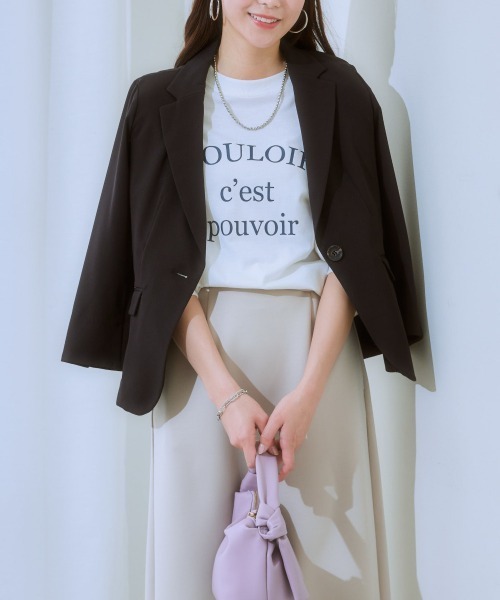 7days Life Styling(セブンデイズライフスタイリング)の「【UVカット】ストレッチダブルクロス7分袖テーラードジャケット (洗濯機OK)(テーラードジャケット・レディース・ネイビー/ライトグレー/ライトベージュ/ブラック・S/M/L/LL)」の20枚目の写真
