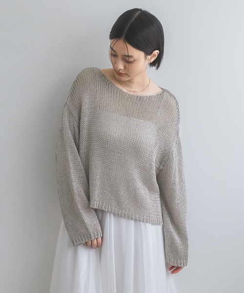 A part by（アパートバイ）の「リネンコンボートプルオーバー長袖（ニット/セーター・レディース・ブラック/イエロー/ライトベージュ/グレー系その他4/ブルー・FREE）」の3枚目の写真