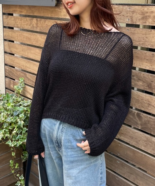 A part by（アパートバイ）の「リネンコンボートプルオーバー長袖（ニット/セーター・レディース・ブラック/イエロー/ライトベージュ/グレー系その他4/ブルー・FREE）」の2枚目の写真