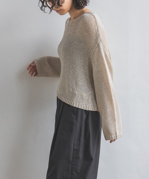 A part by（アパートバイ）の「リネンコンボートプルオーバー長袖（ニット/セーター・レディース・ブラック/イエロー/ライトベージュ/グレー系その他4/ブルー・FREE）」の7枚目の写真