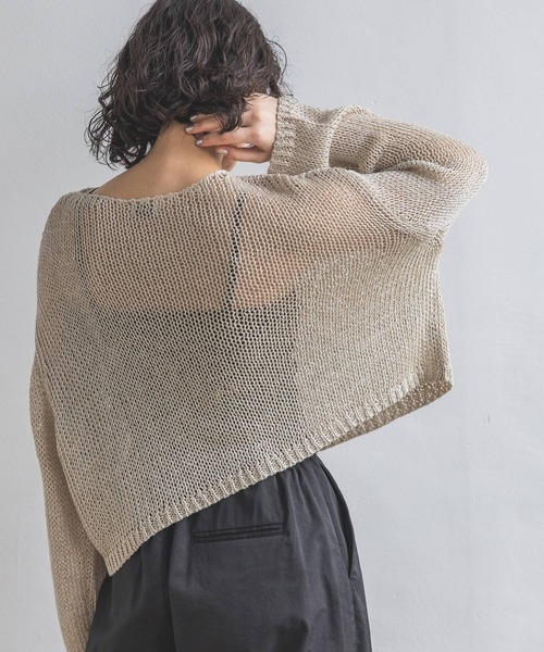 A part by（アパートバイ）の「リネンコンボートプルオーバー長袖（ニット/セーター・レディース・ブラック/イエロー/ライトベージュ/グレー系その他4/ブルー・FREE）」の8枚目の写真