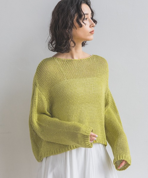 A part by（アパートバイ）の「リネンコンボートプルオーバー長袖（ニット/セーター・レディース・ブラック/イエロー/ライトベージュ/グレー系その他4/ブルー・FREE）」の11枚目の写真