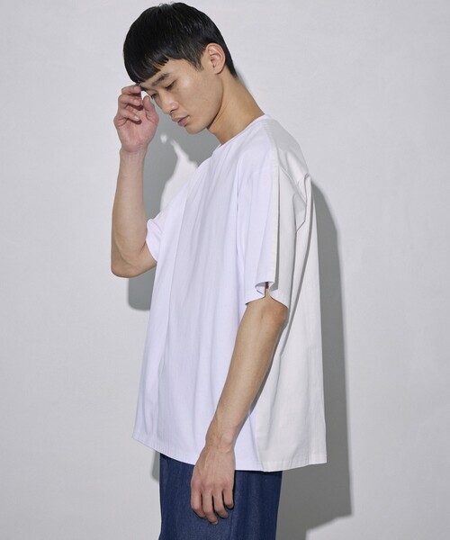 5525Gallery（ゴーゴーニーゴーギャラリー）の「SHIRT FIRSTHAND by 5525gallery/シャツファーストハンド バイ 5525ギャラリー SHFH DOCKING SHORT SLEEVE TEE / リラックスフィットドッキング半袖Tシャツ（Tシャツ/カットソー・メンズ・ホワイト/ブラック・M/L）」の17枚目の写真
