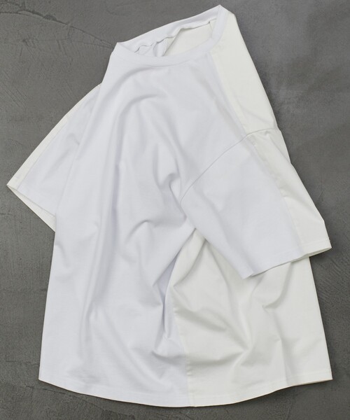 5525Gallery（ゴーゴーニーゴーギャラリー）の「SHIRT FIRSTHAND by 5525gallery/シャツファーストハンド バイ 5525ギャラリー SHFH DOCKING SHORT SLEEVE TEE / リラックスフィットドッキング半袖Tシャツ（Tシャツ/カットソー・メンズ・ホワイト/ブラック・M/L）」の3枚目の写真