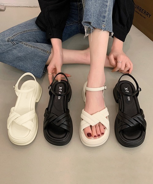 Miniministore（ミニミニストア）の「厚底サンダル 美脚 レディース 韓国 夏（サンダル・レディース・ブラック/アイボリー・25.0cm/24.5cm/23.0cm/22.5cm/23.5cm/24.0cm）」の9枚目の写真