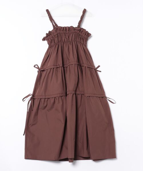 OKIRAKU（オキラク）の「☆ 【OKIRAKU/オキラク】ギャザーデザインフレアワンピース　BD20503（ワンピース・レディース・ブラック/ブラウン・FREE）」の3枚目の写真