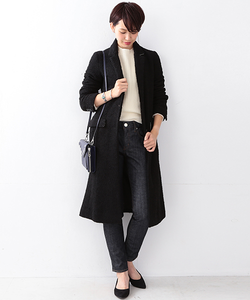 Ray BEAMS（レイビームス）の「Ray BEAMS / ツイードロング チェスターコート（チェスターコート・レディース・ブラック系その他/ブラック・0/1）」の14枚目の写真