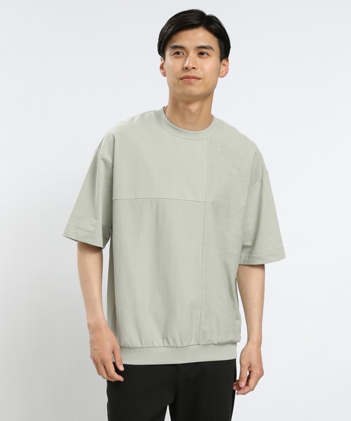 GLOBAL WORK Smile Seed Store（グローバルワーク スマイルシードストア）の「サマースウェット切り替えTシャツ/100673（Tシャツ/カットソー・メンズ・ブラック/オフホワイト/セージグリーン・MEDIUM/SMALL/LARGE/X-LARGE）」の3枚目の写真