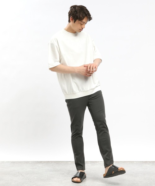 GLOBAL WORK Smile Seed Store（グローバルワーク スマイルシードストア）の「サマースウェット切り替えTシャツ/100673（Tシャツ/カットソー・メンズ・ブラック/オフホワイト/セージグリーン・MEDIUM/SMALL/LARGE/X-LARGE）」の4枚目の写真