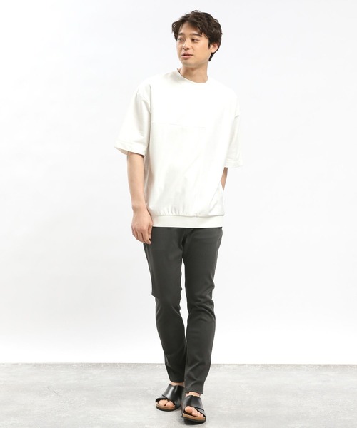 GLOBAL WORK Smile Seed Store（グローバルワーク スマイルシードストア）の「サマースウェット切り替えTシャツ/100673（Tシャツ/カットソー・メンズ・ブラック/オフホワイト/セージグリーン・MEDIUM/SMALL/LARGE/X-LARGE）」の5枚目の写真