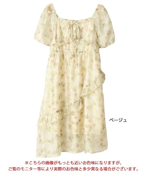 GOLDJAPAN(ゴールドジャパン)の「花柄バックシャーリングワンピース【大きいサイズ対応】(ワンピース・レディース・ベージュ・5L/4L/LL/3L/6L)」の16枚目の写真