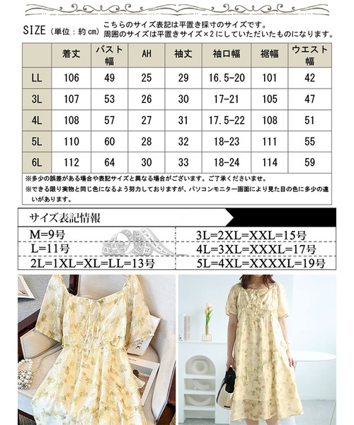 GOLDJAPAN(ゴールドジャパン)の「花柄バックシャーリングワンピース【大きいサイズ対応】(ワンピース・レディース・ベージュ・5L/4L/LL/3L/6L)」の17枚目の写真