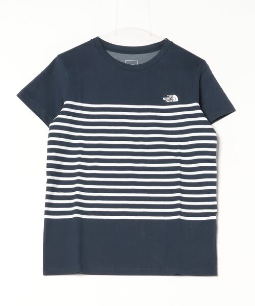 THE NORTH FACE(ザノースフェイス)の「ザ ノース フェイス THE NORTH FACE S/S Panel Border Tee_ショートスリーブパネルボーダーティー(Tシャツ/カットソー・レディース・ホワイト/ネイビー・S/M/L/XL)」の2枚目の写真