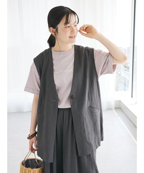 CRAFT STANDARD BOUTIQUE（クラフトスタンダードブティック）の「【キナリノ別注】リネンレーヨンジレベスト（ベスト・レディース・アイボリー/ブラック/チャコールグレー/ネイビー・FREE）」の22枚目の写真