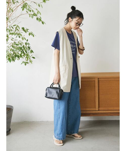 CRAFT STANDARD BOUTIQUE（クラフトスタンダードブティック）の「【キナリノ別注】リネンレーヨンジレベスト（ベスト・レディース・アイボリー/ブラック/チャコールグレー/ネイビー・FREE）」の6枚目の写真