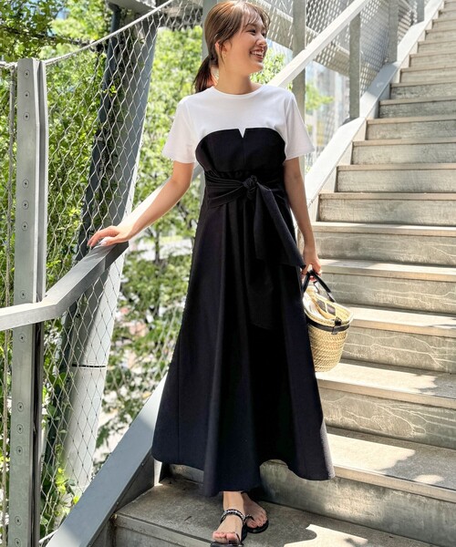 NOLLEY’S（ノーリーズ）の「ビスチェ風コンビワンピース（ワンピース・レディース・ブラック/ネイビー/オリーブ・38/36）」の11枚目の写真