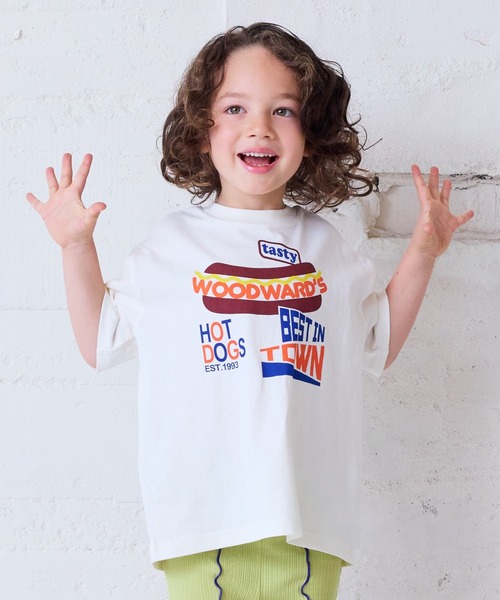 Life Support Products（ライフサポートプロダクツ）の「デイリープリントTee（80～150cm）（Tシャツ/カットソー・キッズ・ブルー/レッド/オフホワイト/パープル/ブラック/ネイビー/グリーン/アイボリー/エメラルド/ライトグレー/ライトピンク/グレー系その他/チャコール/ホワイト系その他/杢グレー/キナリ/ターコイズブルー/ライム/イエロー/オレンジ・80/120/110/100/90/140/95/130/150）」の5枚目の写真