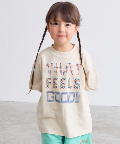 Life Support Products（ライフサポートプロダクツ）の「デイリープリントTee（80～150cm）（Tシャツ/カットソー・キッズ・ブルー/レッド/オフホワイト/パープル/ブラック/ネイビー/グリーン/アイボリー/エメラルド/ライトグレー/ライトピンク/グレー系その他/チャコール/ホワイト系その他/杢グレー/キナリ/ターコイズブルー/ライム/イエロー/オレンジ・80/120/110/100/90/140/95/130/150）」の3枚目の写真