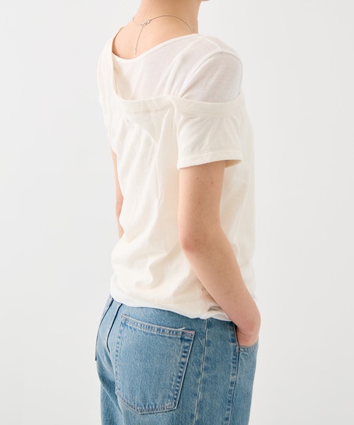 PUBLIC TOKYO(パブリックトウキョウ)の「【残りわずか】アシメツインシアートップス/レイヤードトップス(Tシャツ/カットソー・レディース・ライトブルー/アイボリー・1/2)」の18枚目の写真
