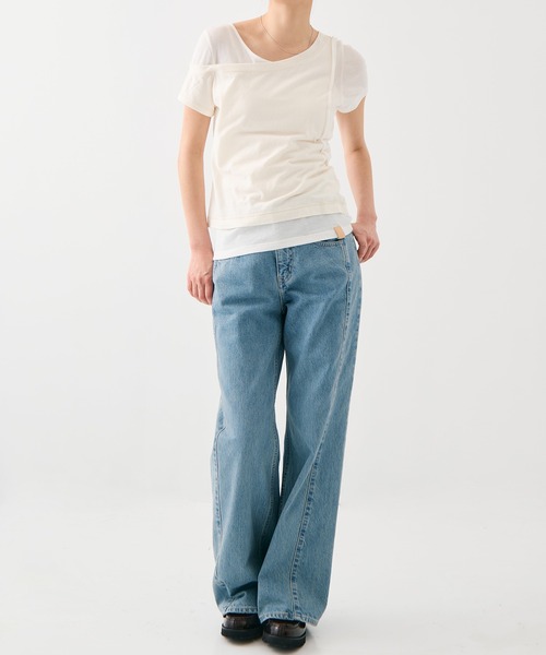 PUBLIC TOKYO(パブリックトウキョウ)の「【残りわずか】アシメツインシアートップス/レイヤードトップス(Tシャツ/カットソー・レディース・ライトブルー/アイボリー・1/2)」の17枚目の写真