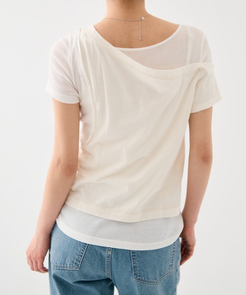 PUBLIC TOKYO(パブリックトウキョウ)の「【残りわずか】アシメツインシアートップス/レイヤードトップス(Tシャツ/カットソー・レディース・ライトブルー/アイボリー・1/2)」の20枚目の写真