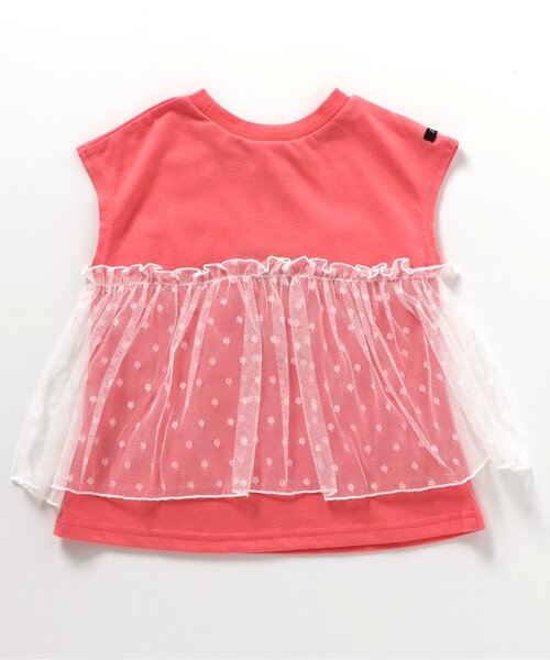 BREEZE（ブリーズ）の「チュールフレンチスリーブTシャツ_一部WEB限定カラー（Tシャツ/カットソー・キッズ・チャコール/ブルー/ピンク/オフホワイト・120/140/90/100/110/80/130）」の18枚目の写真