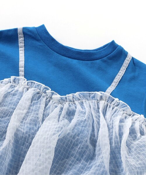 BREEZE（ブリーズ）の「チュールフレンチスリーブTシャツ_一部WEB限定カラー（Tシャツ/カットソー・キッズ・チャコール/ブルー/ピンク/オフホワイト・120/140/90/100/110/80/130）」の19枚目の写真